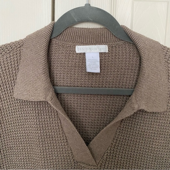 Wool Blend Knit Polo Sweater Women Long Sleeve V Neck Top With Collar - Picture 8 of 9